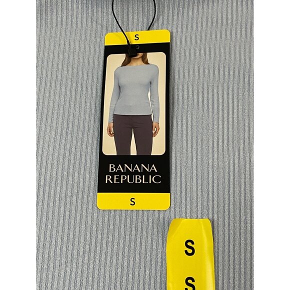 Banana Republic Womens Small Ribbed Knit Top Blue Long Sleeve Boat Neck NWT - Picture 9 of 11